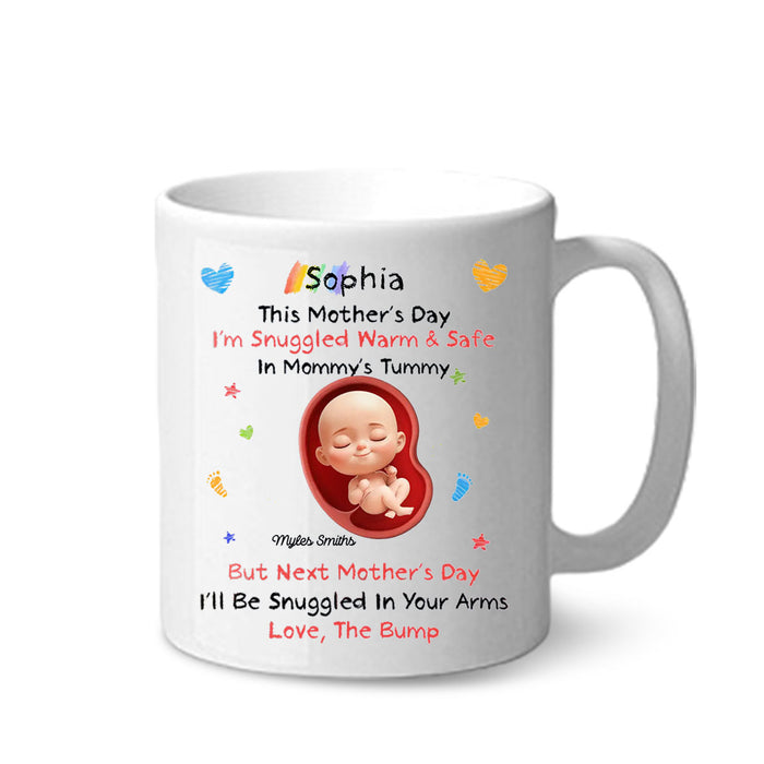 Sending Cuddles From The Inside - Family Personalized Custom Mug - Mother's Day, Baby Shower Gift, Gift For First Mom