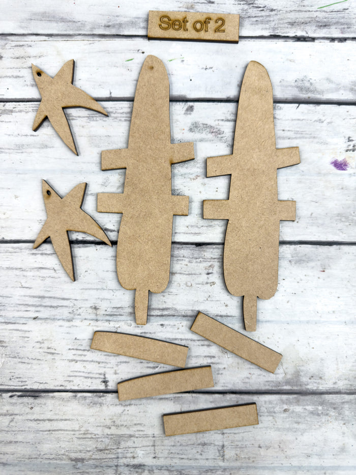 Set of 2 Primitive Christmas Tree Ornaments DIY Kit