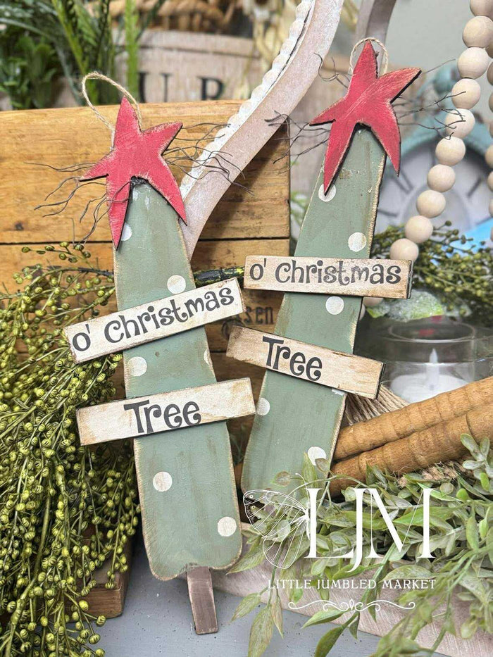 Set of 2 Primitive Christmas Tree Ornaments DIY Kit