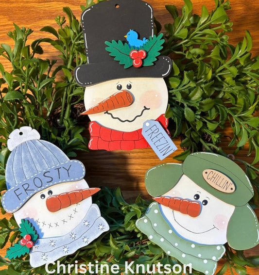 Set of 3 Festive Snowman with different hats Ornaments DIY Kit