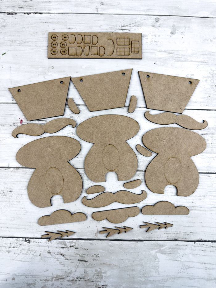 Set of 3 Primitive Nutcracker Ornaments Kit