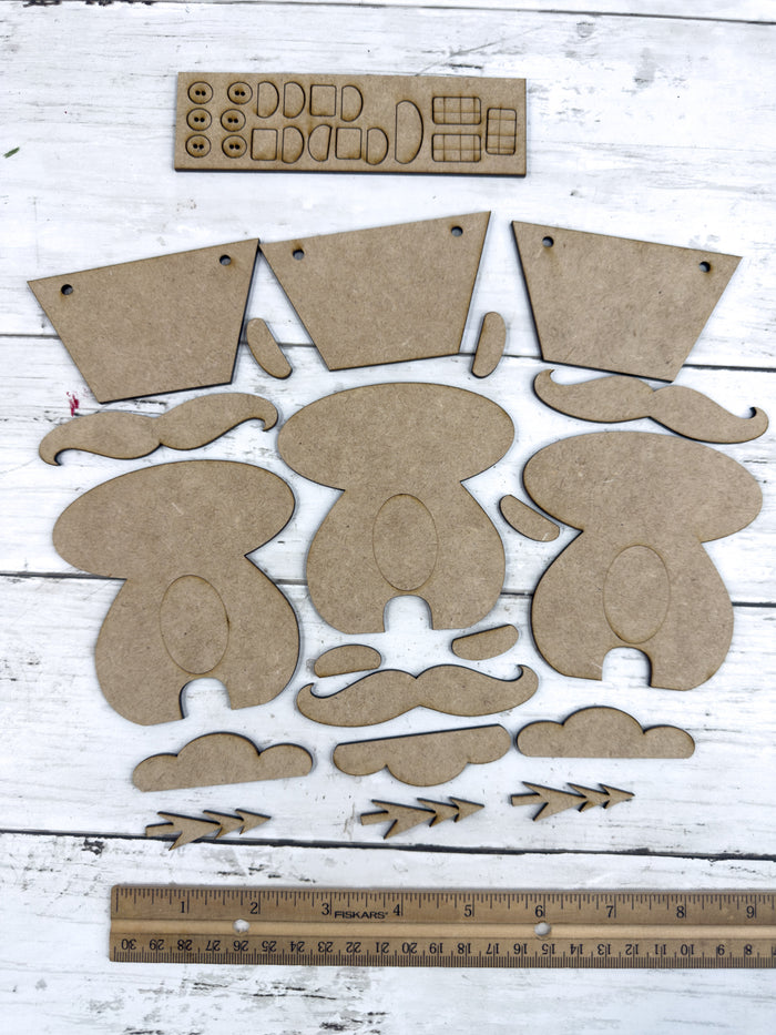 Set of 3 Primitive Nutcracker Ornaments Kit