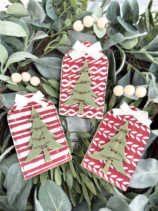 Set of 3 Primitive Tree Tag Ornaments DIY Kit