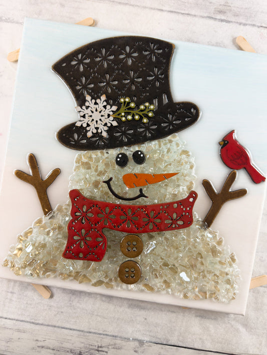 Snowman 12x12 Crushed Glass Canvas Project Kit