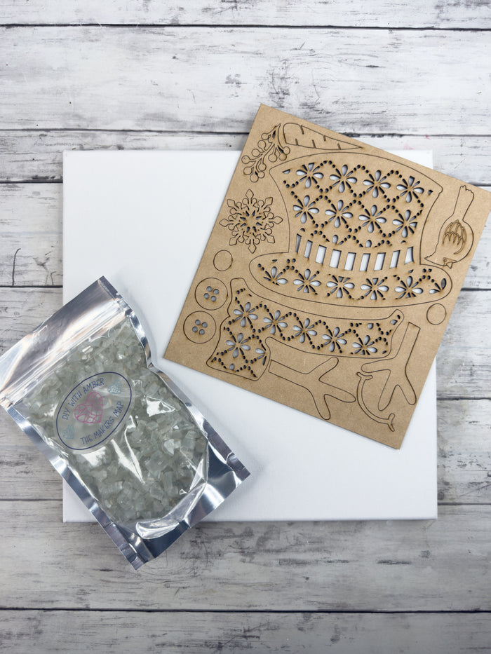 Snowman 12x12 Crushed Glass Canvas Project Kit
