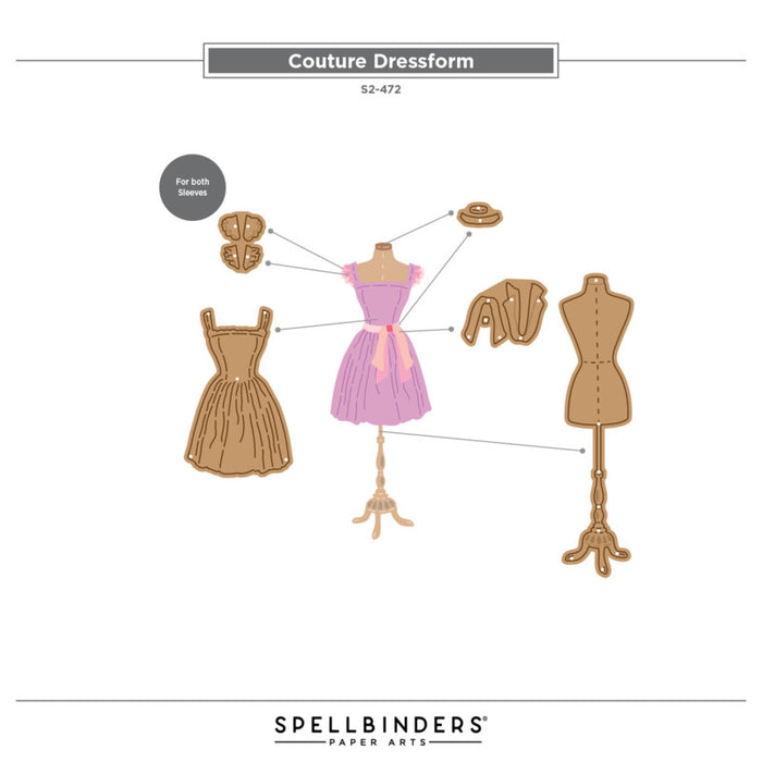 Spellbinders - Die - Couture Dressform. Includes 5 cutting dies. Available at Embellish Away in Bowmanville Ontario Canada. Instructions for assembly.