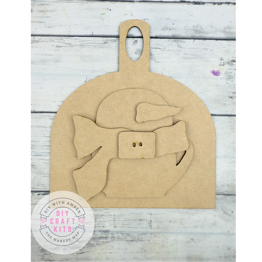 Square Button Snowman Cutting Board DIY Kit
