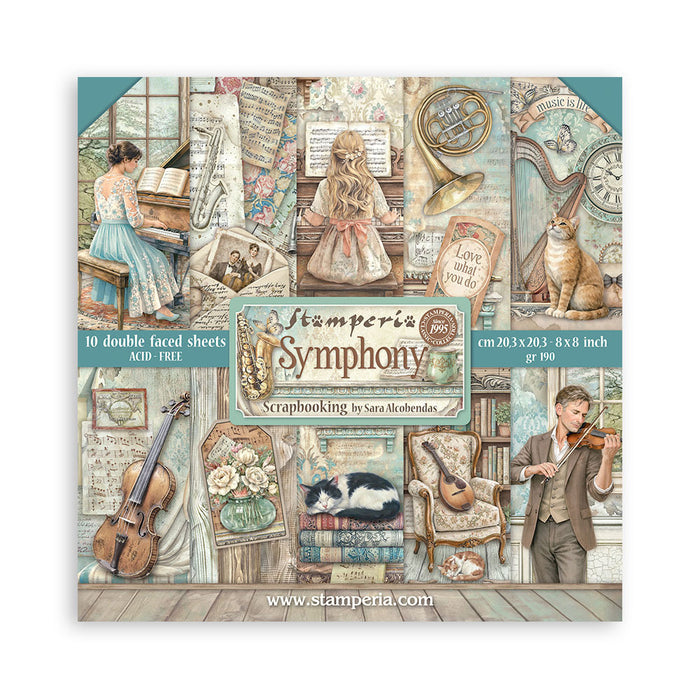 Stamperia - 8X8 Paper Pad - Symphony. 10 sheets. Available at Embellish Away located in Bowmanville Ontario Canada.