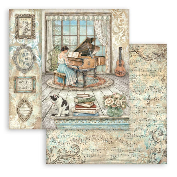 Stamperia - 8X8 Paper Pad - Symphony. 10 sheets. Available at Embellish Away located in Bowmanville Ontario Canada.
