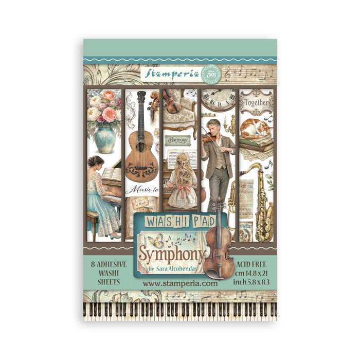 Stamperia - A5 Washi Pad - Symphony. Includes 8 Sheets. Available at Embellish Away located in Bowmanville Ontario Canada.