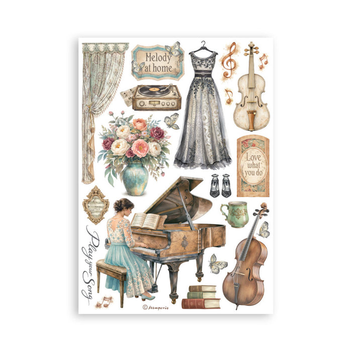 Stamperia - A5 Washi Pad - Symphony. Includes 8 Sheets. Available at Embellish Away located in Bowmanville Ontario Canada.