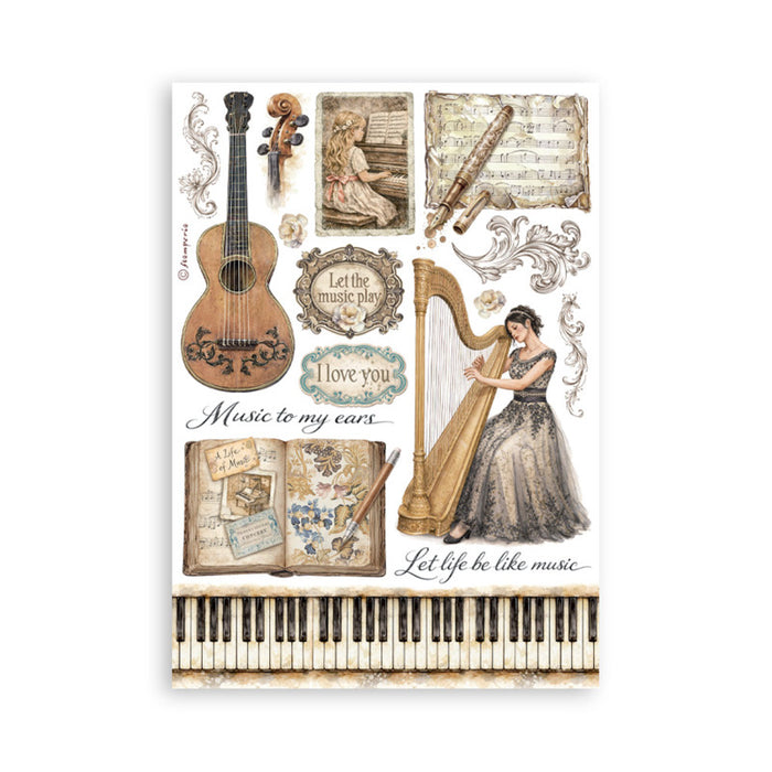 Stamperia - A5 Washi Pad - Symphony. Includes 8 Sheets. Available at Embellish Away located in Bowmanville Ontario Canada.