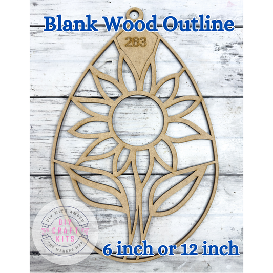 Style 263 Teardrop Sunflower Laser Cut Outline Frame Blank