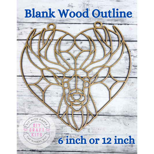 Style 270 Heart Deer Laser Cut Outline Frame Blank