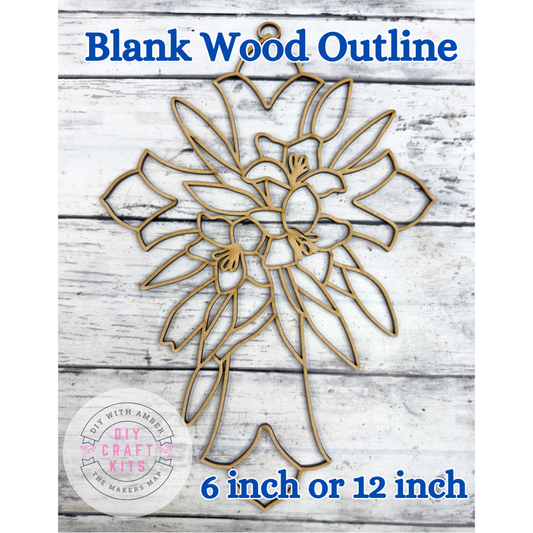 Style 274 Cross Lillies Laser Cut Outline Frame Blank