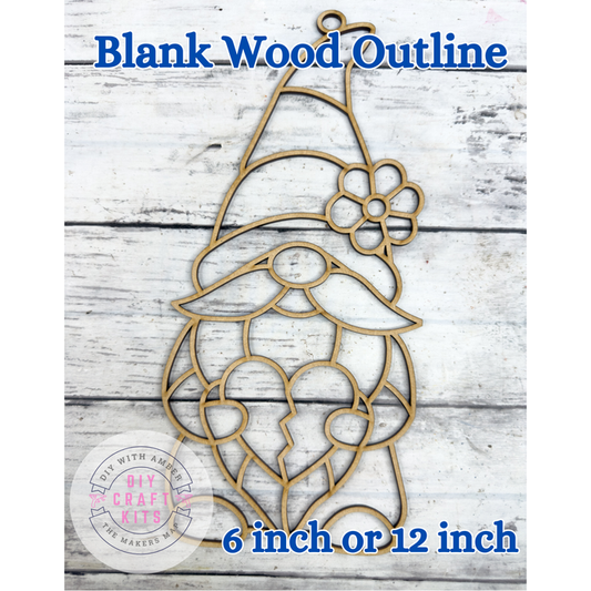 Style 276 Gnome Heart Flower Laser Cut Outline Frame Blank