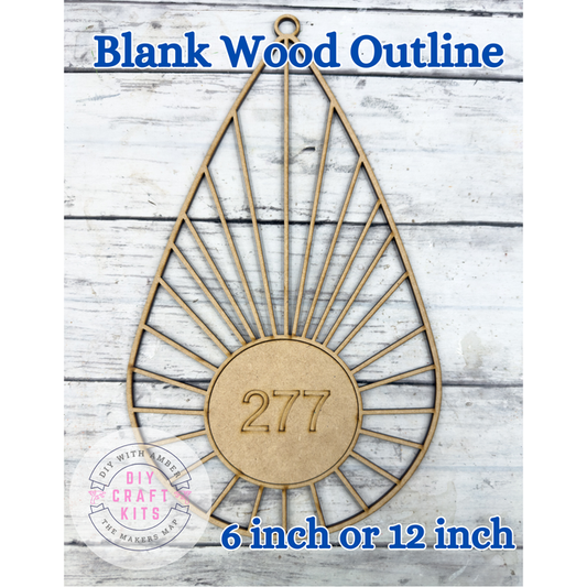 Style 277 Tear drop Sun burst Laser Cut Outline Frame Blank