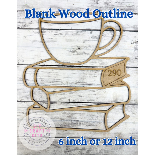 Style 290 Stacked Books and Mug Laser Cut Outline Frame Blank
