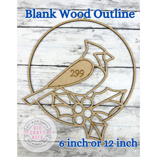Style 299 Round Perched Cardinal Laser Cut Outline Frame Blank