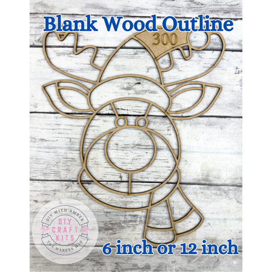Style 300 Festive Reindeer Laser Cut Outline Frame Blank