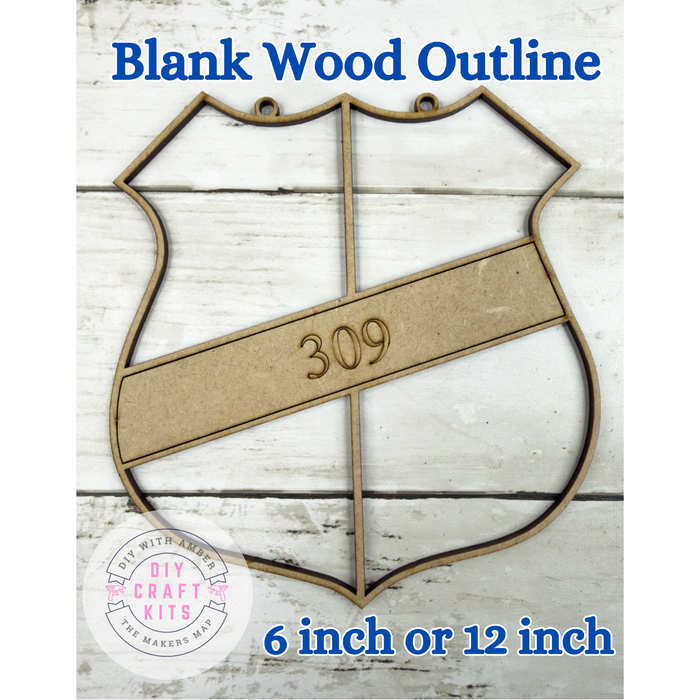 Style 309 Thin Blue Line Police Laser Cut Outline Frame Blank