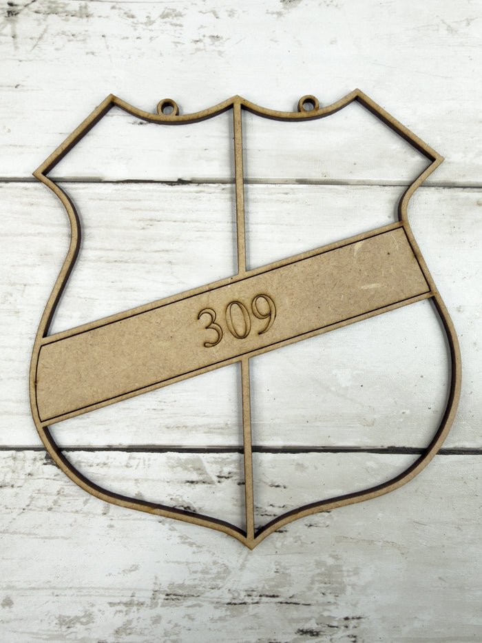 Style 309 Thin Blue Line Police Laser Cut Outline Frame Blank